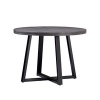 Walker Edison - Rustic Distressed Solid Wood Round Dining Table - Gray - Left View