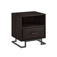 Walker Edison - Contemporary 1-Drawer Metal and Wood Nightstand - Charcoal - Left View