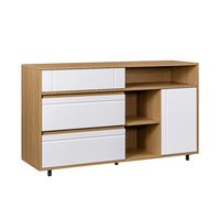 Walker Edison - Contemporary Open and Closed-Storage Sideboard - Coastal Oak - Left View