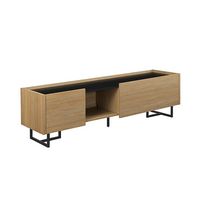 Walker Edison - Contemporary Low TV Stand for TVs up to 65” - Coastal Oak - Left View