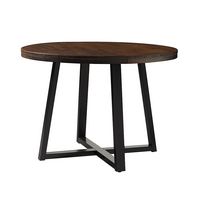 Walker Edison - Rustic Distressed Solid Wood Round Dining Table - Mahogany - Left View