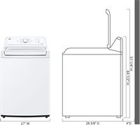 LG - 4.1 Cu. Ft. Top Load Washer with SlamProof Glass Lid - White - Left View
