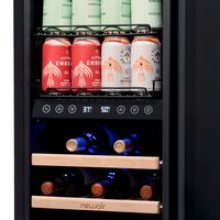 NewAir - 13-Bottle and 48-Can Built-in Dual Zone Beverage Cooler with SplitShelf - Black Stainles... - Left View