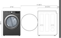 LG - 7.4 Cu. Ft. Electric Dryer with Wrinkle Care - Middle Black - Left View