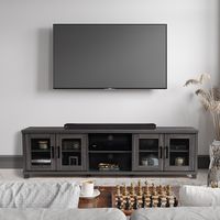 CorLiving - Fremont TV Bench with Glass Cabinets for Most TVs up to 95