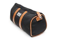 PKG - Charlotte Recycled Essentials Toiletry Bag - Black/Tan - Left View