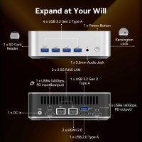 GEEKOM - A8 Max Mini PC AMD Ryzen 7 8745HS 16GB DDR5 1TB SSD Storage Dual LAN, Radeon 780M Mini P... - Left View