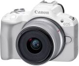 Canon - EOS R50 4K Video Mirrorless Camera with RF-S18-45mm f/4.5-6.3 IS STM Lens - White - Left View