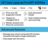 HP - LaserJet Pro 4301fdw Wireless Color All-in-One Laser Printer - White/Blue - Left View