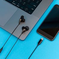 JLab - JBuds Pro USB-C Wired Earbuds - Black - Left View