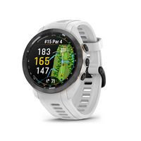 Garmin - Approach S70 GPS Smartwatch 42mm Ceramic - Black Ceramic Bezel with White Silicone Band - Left View