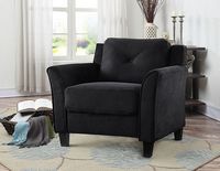 Lifestyle Solutions - Hartford Chair Upholstered Fabric Curved Arms - Black - Left View