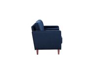 Lifestyle Solutions - Langford Chair with Upholstered Fabric and Eucalyptus Wood Frame - Navy Blue - Left View