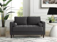 Lifestyle Solutions - Langford Loveseat with Upholstered Fabric and Eucalyptus Wood Frame - Heath... - Left View