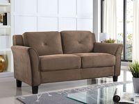 Lifestyle Solutions - Hartford Loveseat Upholstered Microfiber Fabric Rolled Arms - Brown - Left View