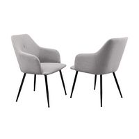 Walker Edison - Modern Dining Chair - Fog Grey - Left View