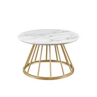 Walker Edison - Modern Cage-Base Coffee Table - Faux White Marble - Left View