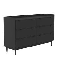 Walker Edison - Modern Minimalist 6-Drawer Solid Wood Dresser - Black - Left View