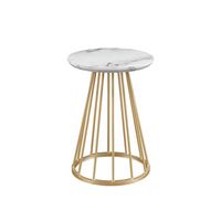 Walker Edison - Modern Round Cage-Leg Side Table - Faux White Marble - Left View