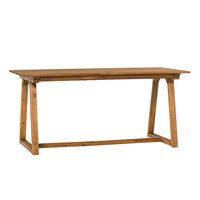 Walker Edison - Modern Solid Wood Slatted Outdoor Dining Table - Brown - Left View