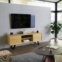 Simpli Home - Lowry TV Media Stand - Oak - Left View