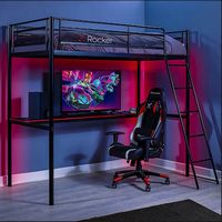 X Rocker - HQ Gaming Twin Bunk Bed with Built-In Shelving - Black - Left View