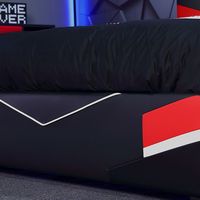 X Rocker - Orion eSports Full Gaming Bed Frame - Black/Red - Left View