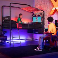 X Rocker - Contra Mid-Sleeper Twin Gaming Bed with TV Mount - Black - Left View