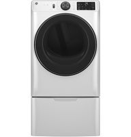 GE - 7.8 cu. Ft. Stackable Smart Electric Dryer with Steam - White - Left View