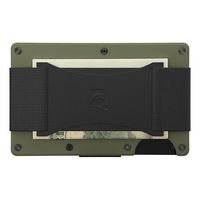 The Ridge Wallet - Aluminum: Cash Strap - Matte Olive - Left View