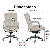 La-Z-Boy - Sutherland Fabric Office Chair - Cream - Left View