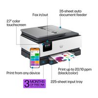 HP - OfficeJet Pro 8135e Wireless All-In-One Inkjet Printer with 3 Months of Instant Ink with HP+... - Left View