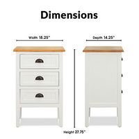 Click Decor - Martin 3-Drawer Storage Cabinet - White - Left View
