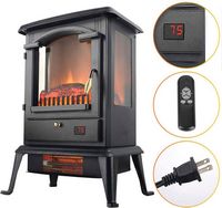 Lifesmart - 3 Sided Flame View Infrared Heater Stove - Black - Left View