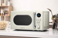 Insignia™ - .7 Cu. Ft. Retro Compact Microwave - Cream - Left View