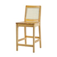 Walker Edison - Contemporary Rattan Back Inset Wood Counter Stool (2-Piece Set) - Natural - Left View