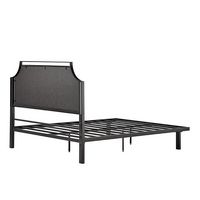 Walker Edison - Traditional Metal Upholstered Queen Bedframe - Gray - Left View