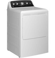 GE - 7.2 Cu. Ft. Electric Dryer with Spanish Control Panel - White with Matte Black - Left View