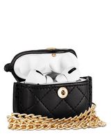 Anne Klein - Faux Leather Case for Apple AirPods, Apple Airpods Keychain Case, Quilted Leather, C... - Left View