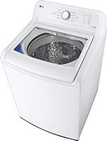 LG - 4.3 Cu. Ft. High-Efficiency Top Load Washer with SlamProof Glass Lid - White - Left View