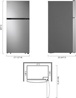 LG - 17.5 Cu. Ft. Garage Ready Top-Freezer Refrigerator with Reversible Doors - Stainless Steel - Left View