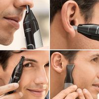 Philips Norelco - Nose Trimmer 5000 for Nose, Ears, Eyebrows Trimming Kit, NT5600/62 - Black/Silver - Left View