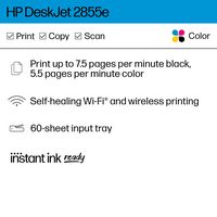 HP - DeskJet 2855e Wireless All-In-One Inkjet Printer with 3 Months of Instant Ink Included with ... - Left View