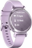 Garmin - Lily 2 Smartwatch 34 mm Anodized Aluminum - Metallic Lilac with Lilac Silicone Band - Left View