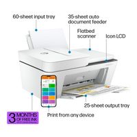 HP - DeskJet 4255e Wireless All-In-One Inkjet Printer with 3 Mo. of Instant Ink (+ 1 Bonus Month ... - Left View