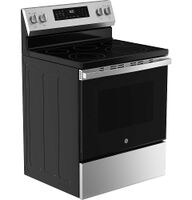 GE - 30 in. Wide 5 Elements 5.3 Cu. Ft. Freestanding Electric Convection Range with Steam Cleanin... - Left View
