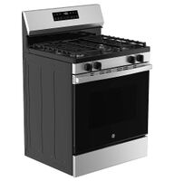 GE - 30 in. Wide 4 Burners 5.3 Cu.Ft. Freestanding Gas Range with Self-Clean and Steam Cleaning O... - Left View