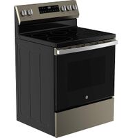 GE - 30 in. Wide 5 Elements 5.3 Cu. Ft. Freestanding Electric Range with Self-Clean and Steam Cle... - Left View