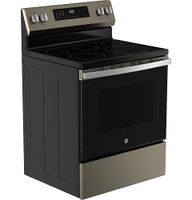 GE - 30 in. Wide 5 Elements 5.3 Cu. Ft. Freestanding Electric Convection Range with Steam Cleanin... - Left View