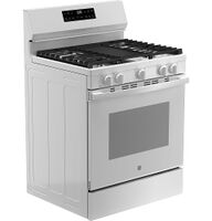 GE - 30 in. Wide 5 Burners 5.3 Cu. Ft. Freestanding Gas Range with Self-Clean and Steam Cleaning ... - Left View